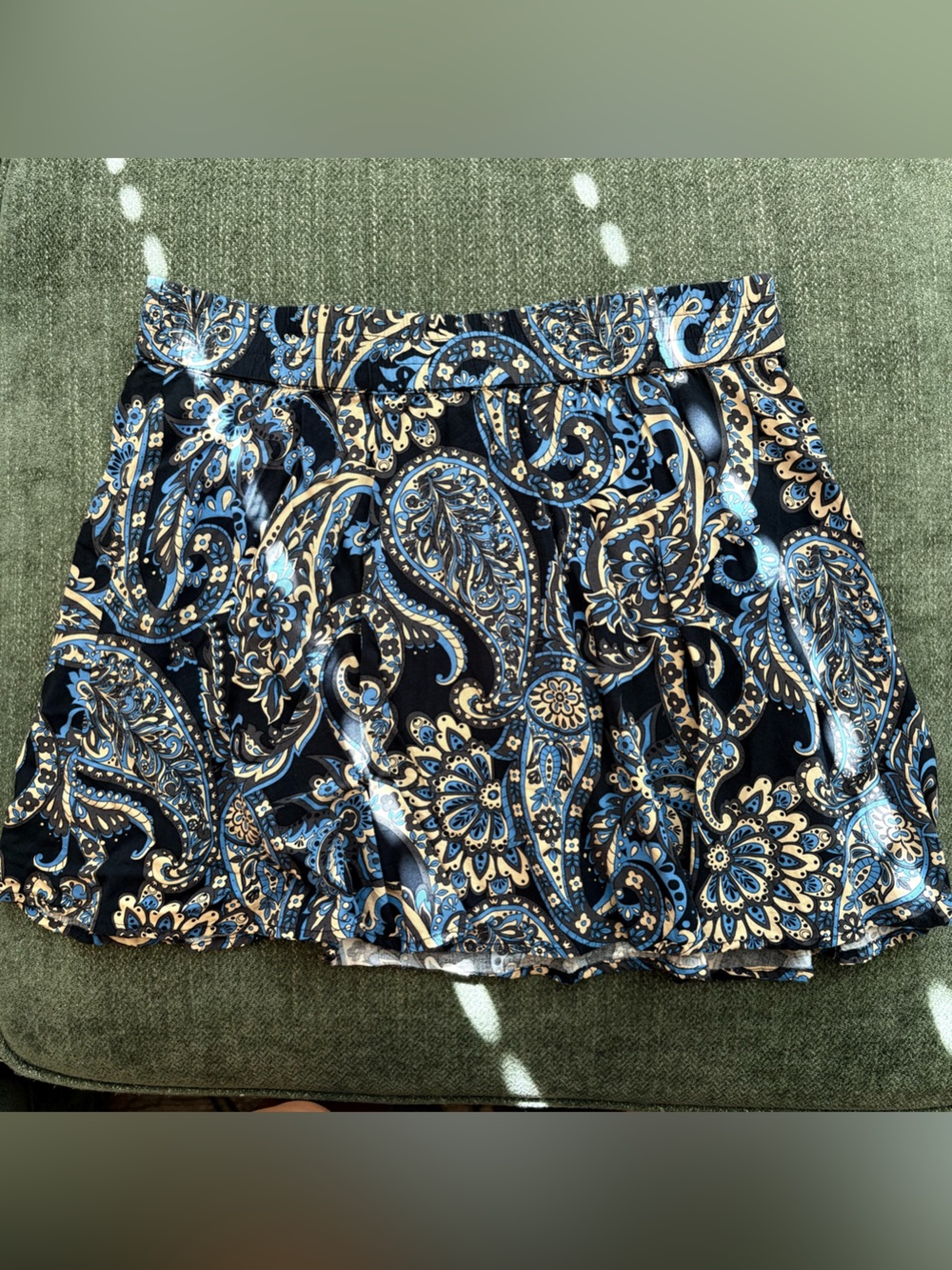 Vero Moda Black Paisley Print Mini Skirt with Blue and Cream Accents